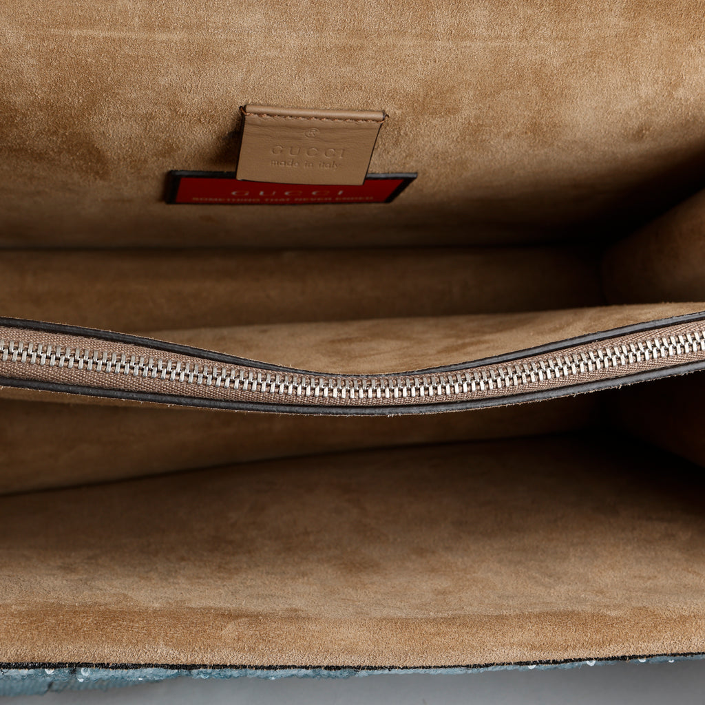 Medium Dionysus Shoulder Bag, Lightning Embroidered Coated Canvas