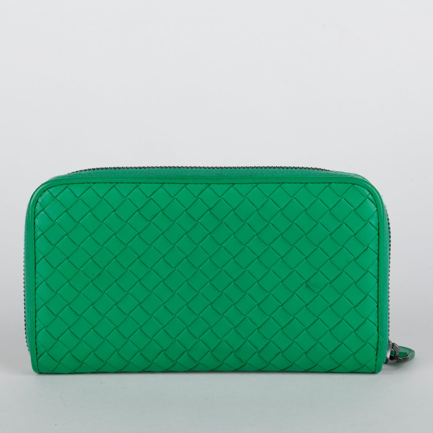Intrecciato Zip Around Wallet, Green
