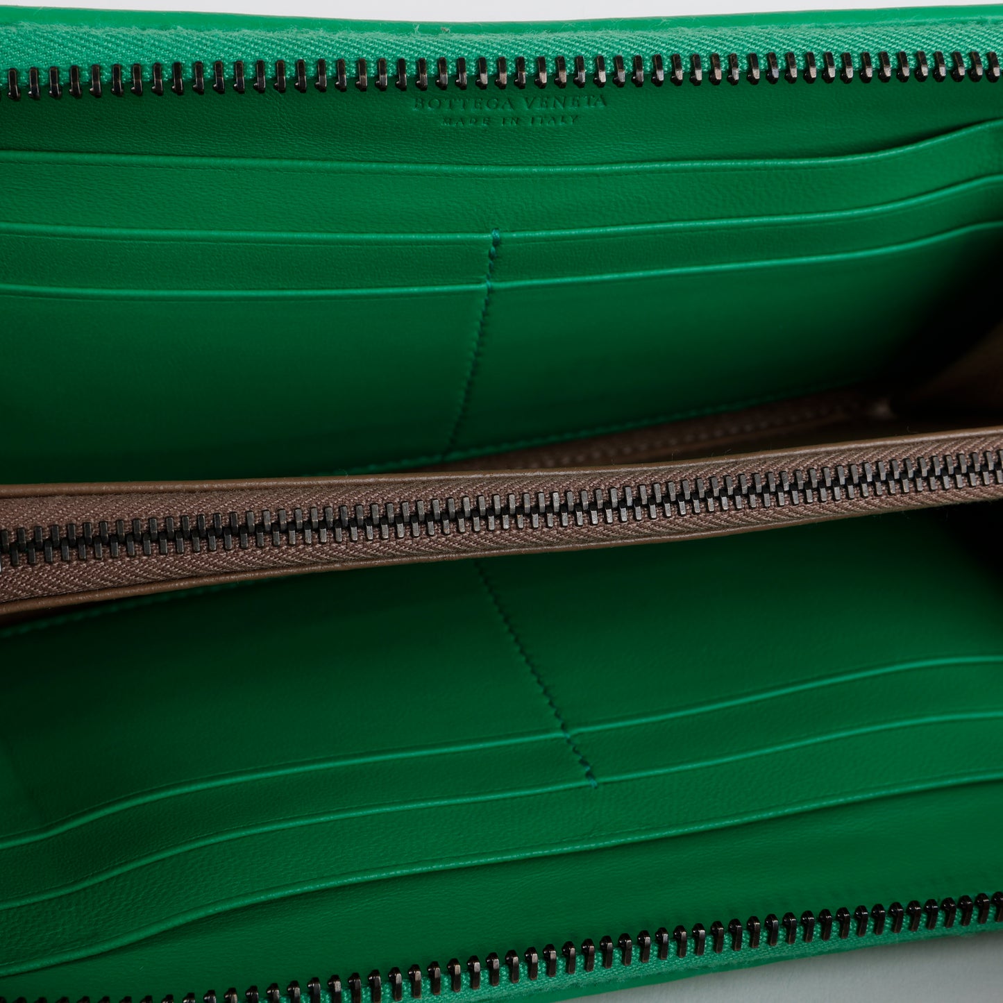 Intrecciato Zip Around Wallet, Green