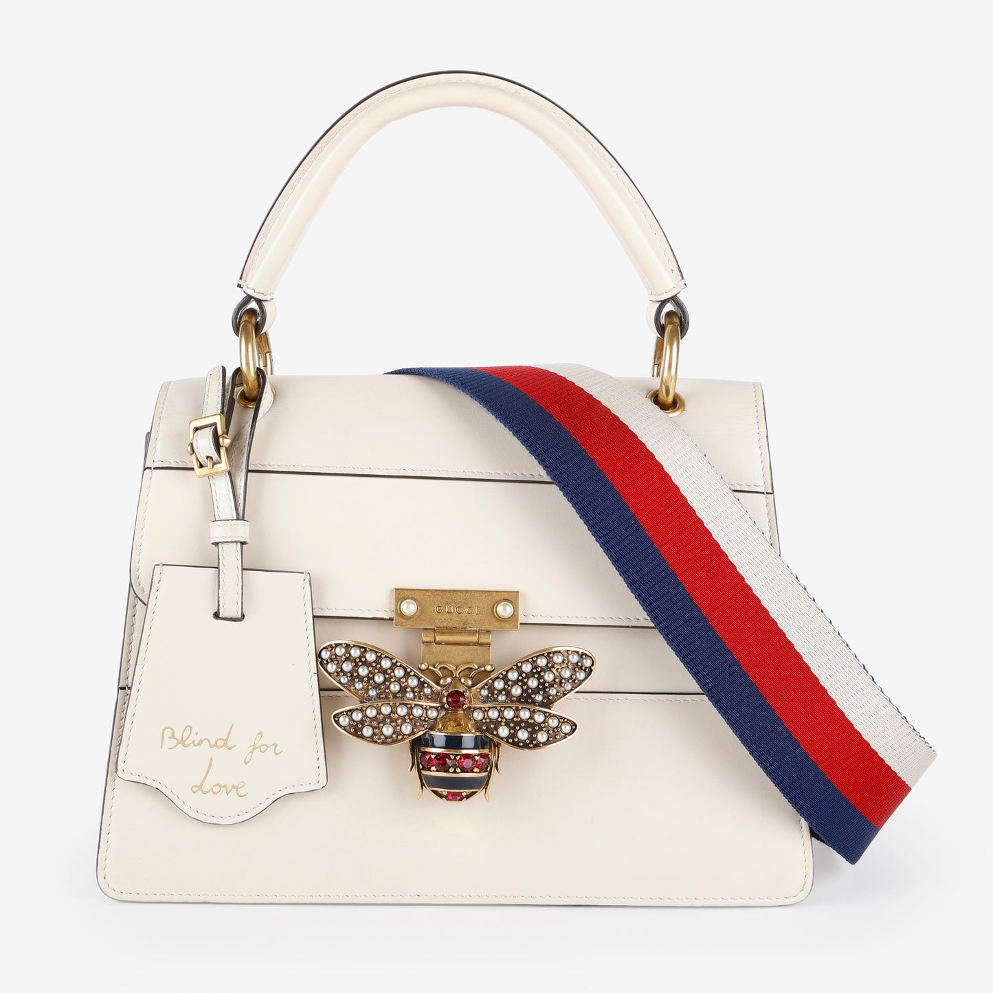 Small Queen Margaret Sylvie Top Handle, Cream Calfskin