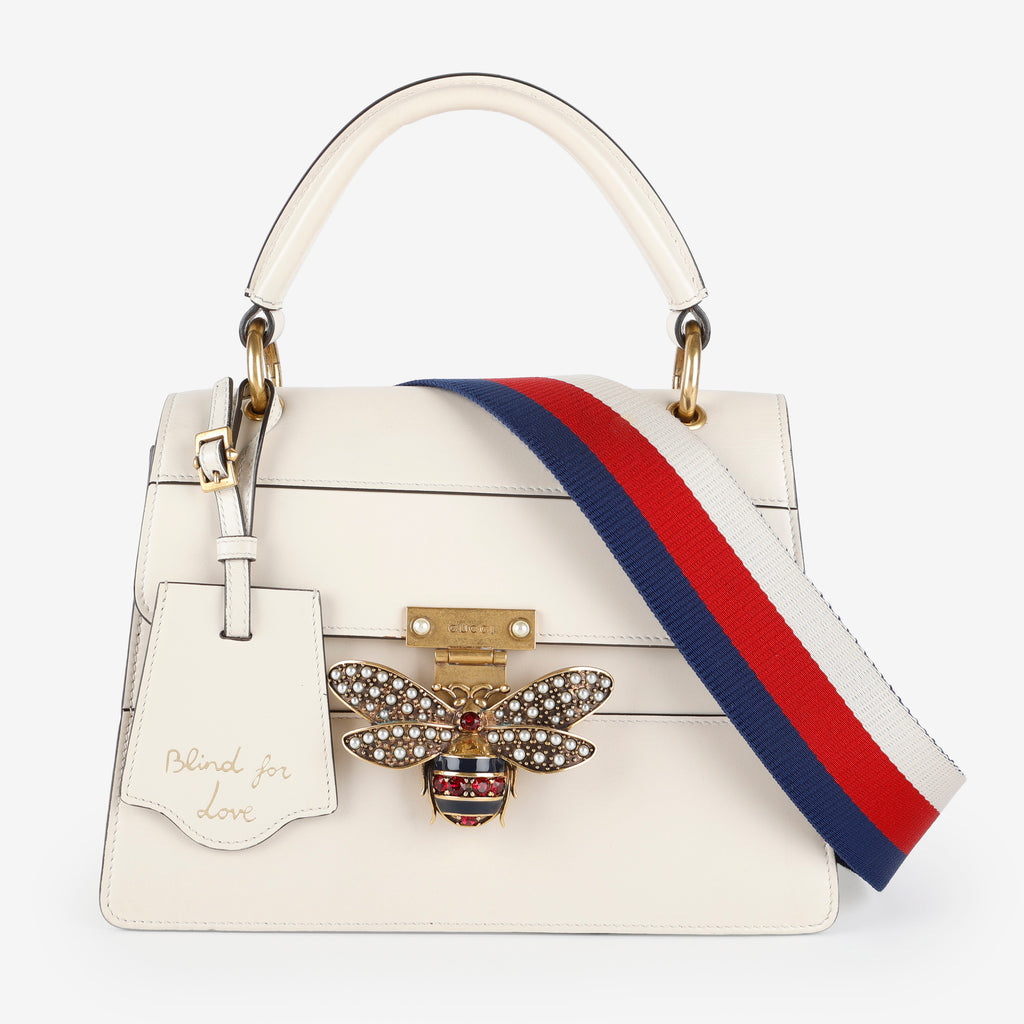 Small Queen Margaret Sylvie Top Handle, Cream Calfskin