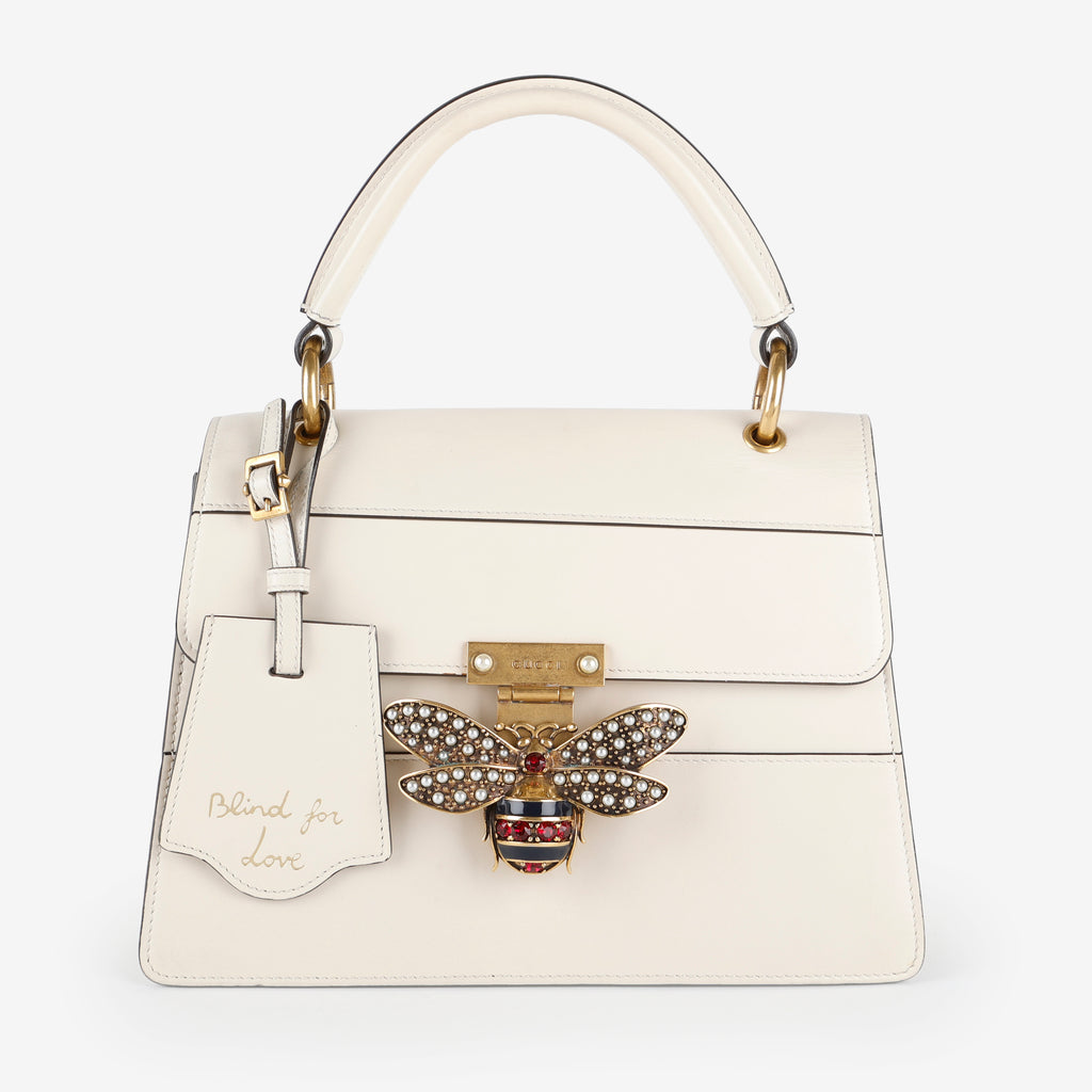 Small Queen Margaret Sylvie Top Handle, Cream Calfskin