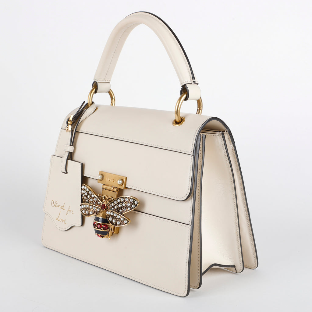 Small Queen Margaret Sylvie Top Handle, Cream Calfskin