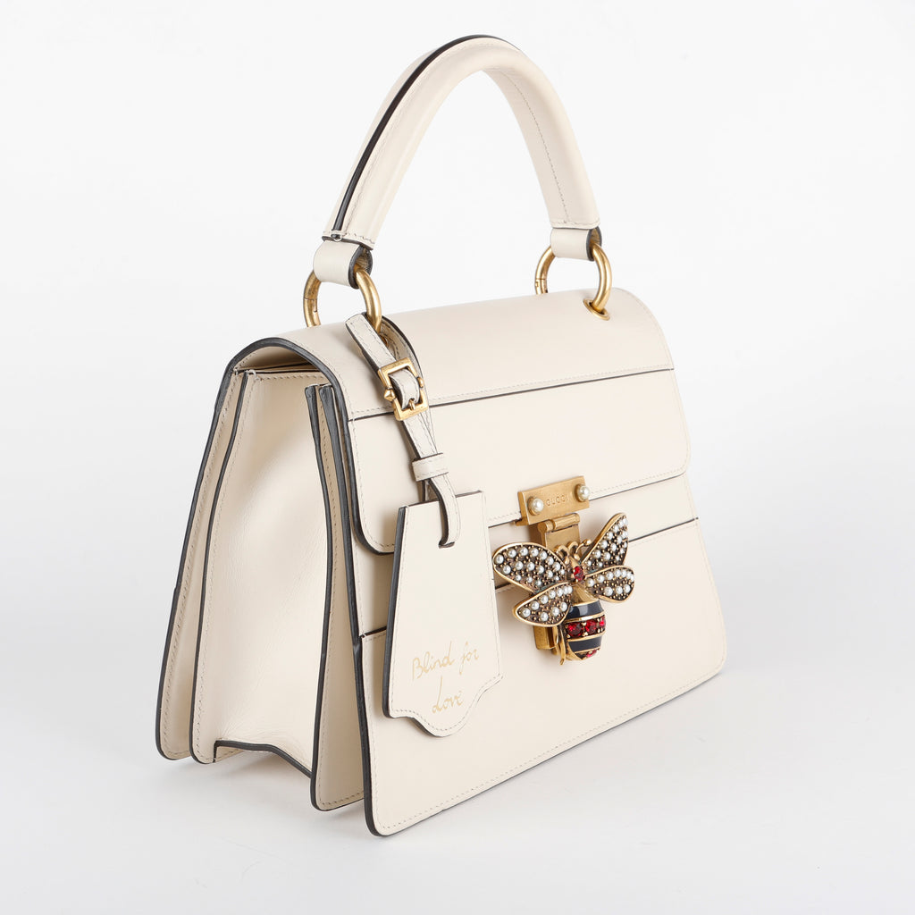 Small Queen Margaret Sylvie Top Handle, Cream Calfskin