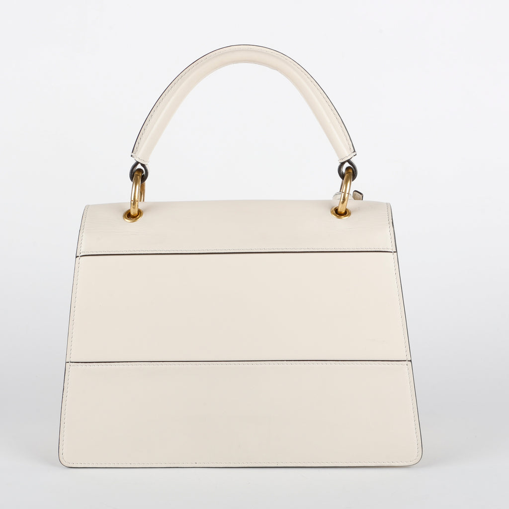 Small Queen Margaret Sylvie Top Handle, Cream Calfskin