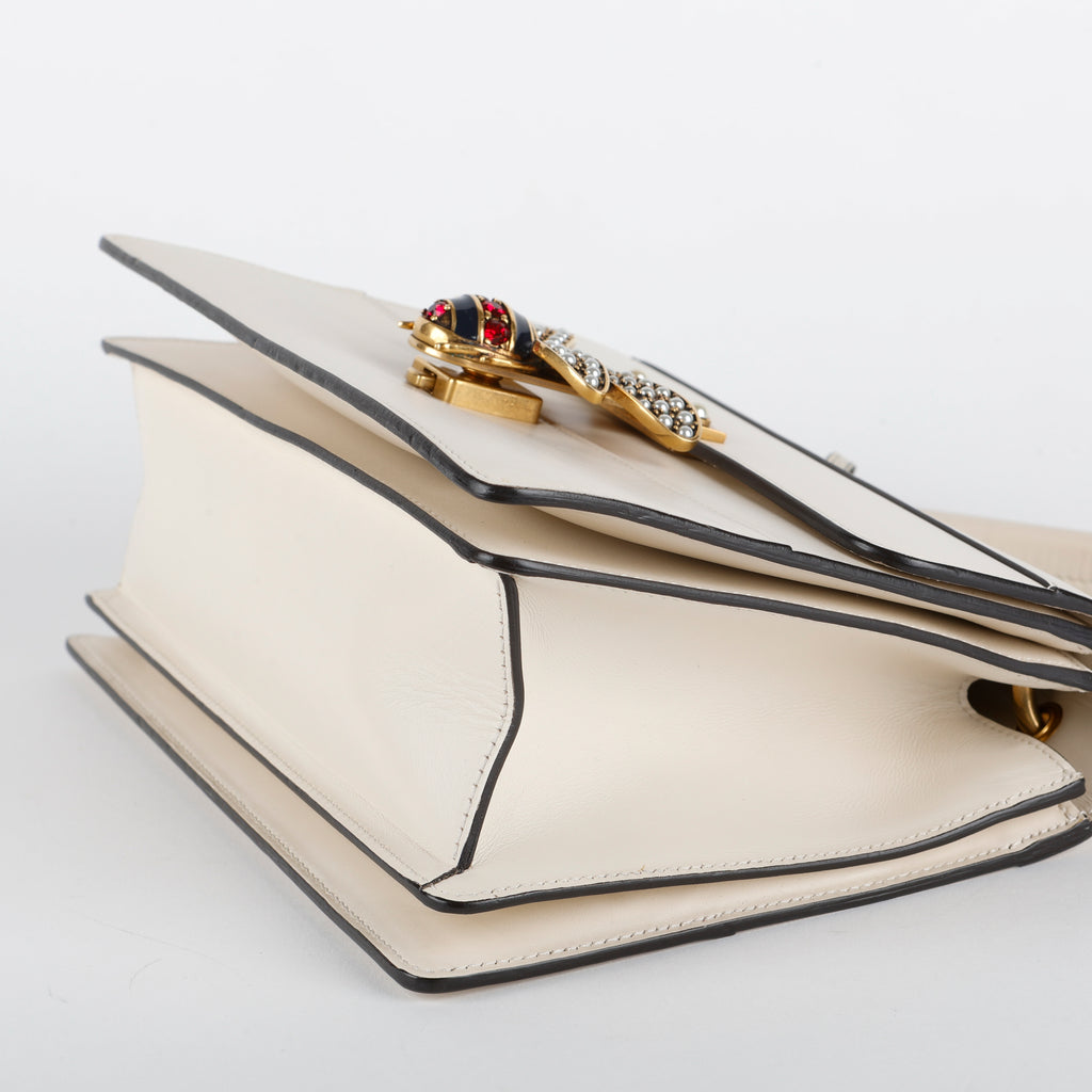 Small Queen Margaret Sylvie Top Handle, Cream Calfskin
