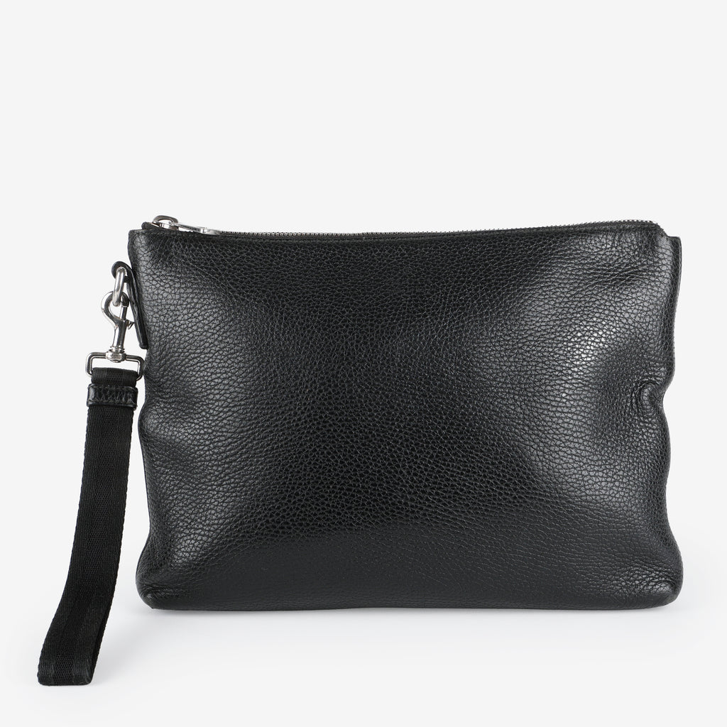 Medium Zip Wristlet, Black Calfskin