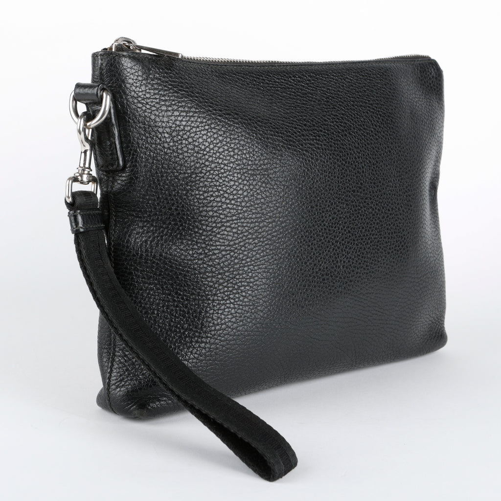Medium Zip Wristlet, Black Calfskin