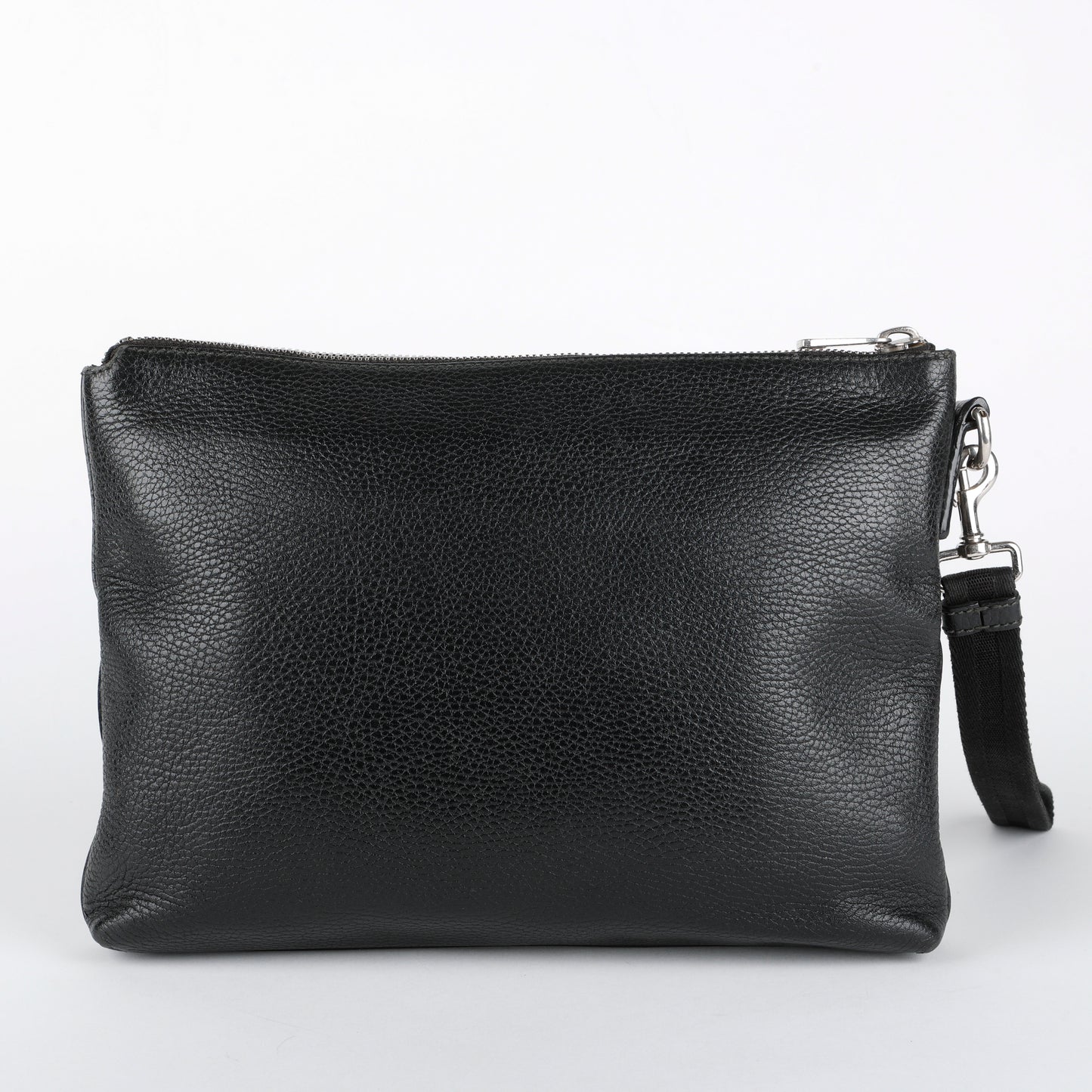 Medium Zip Wristlet, Black Calfskin
