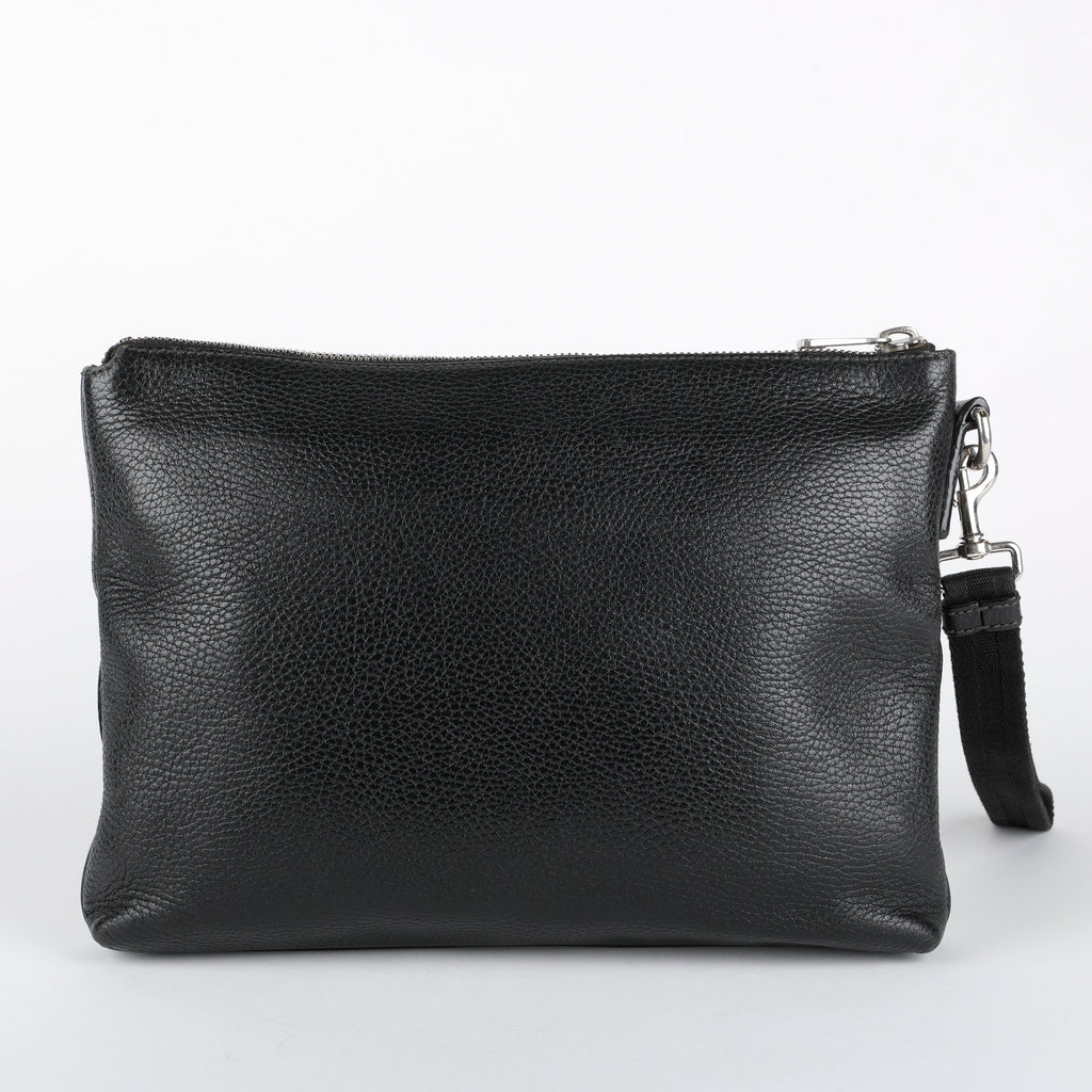 Medium Zip Wristlet, Black Calfskin