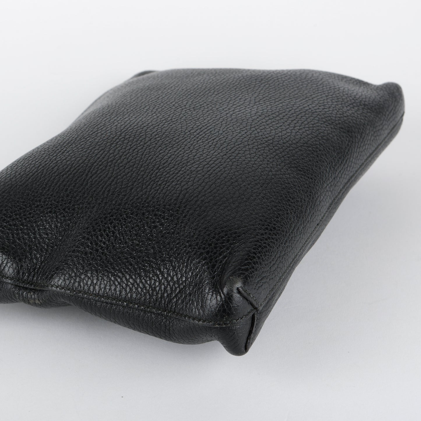 Medium Zip Wristlet, Black Calfskin