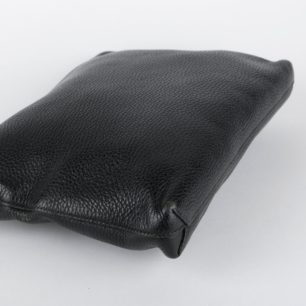 Medium Zip Wristlet, Black Calfskin
