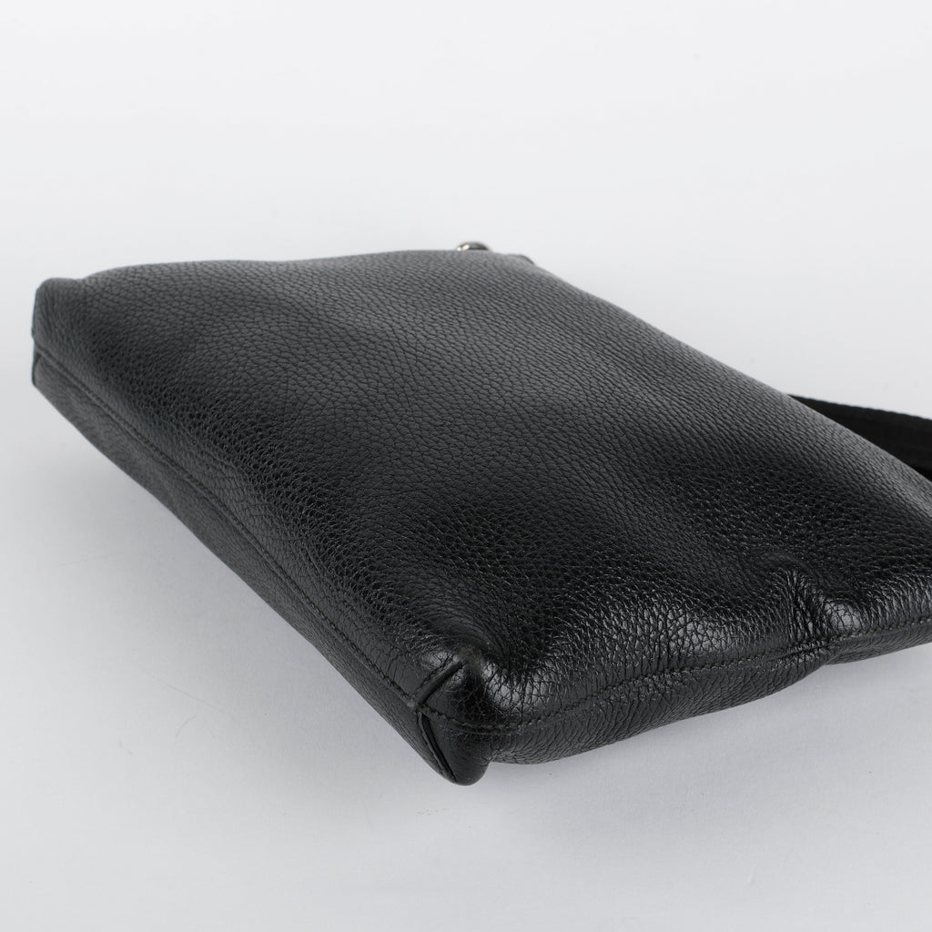 Medium Zip Wristlet, Black Calfskin