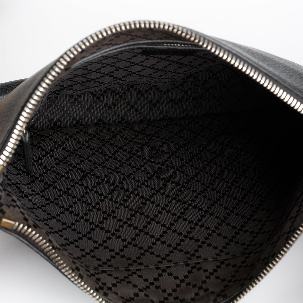 Medium Zip Wristlet, Black Calfskin
