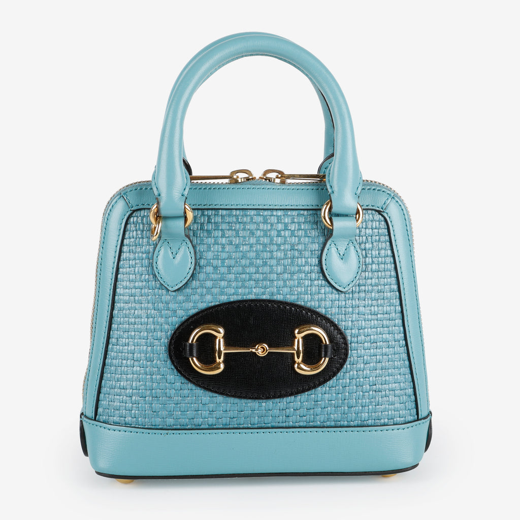 Mini 1955 Top Handle, Turquoise Raffia