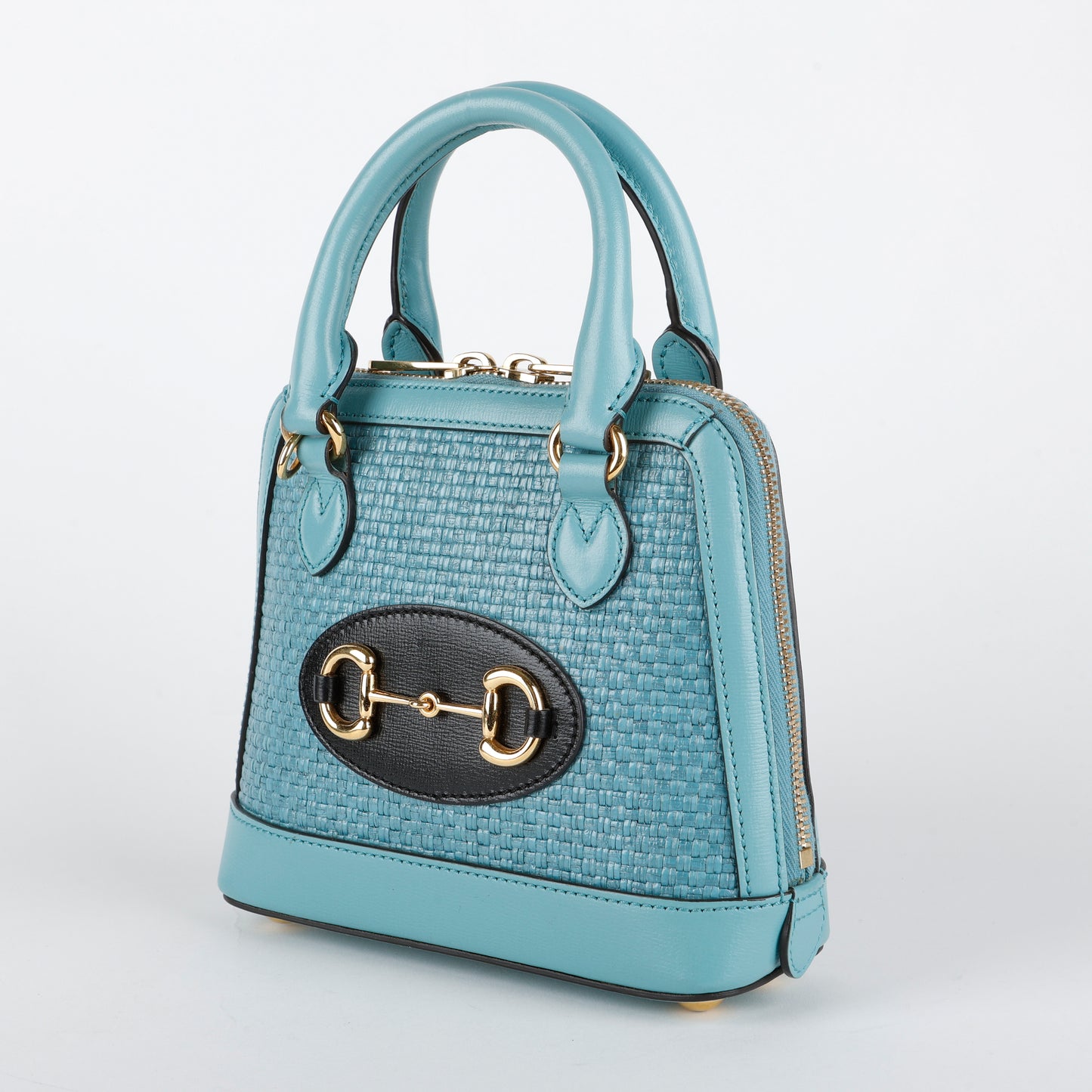 Mini 1955 Top Handle, Turquoise Raffia