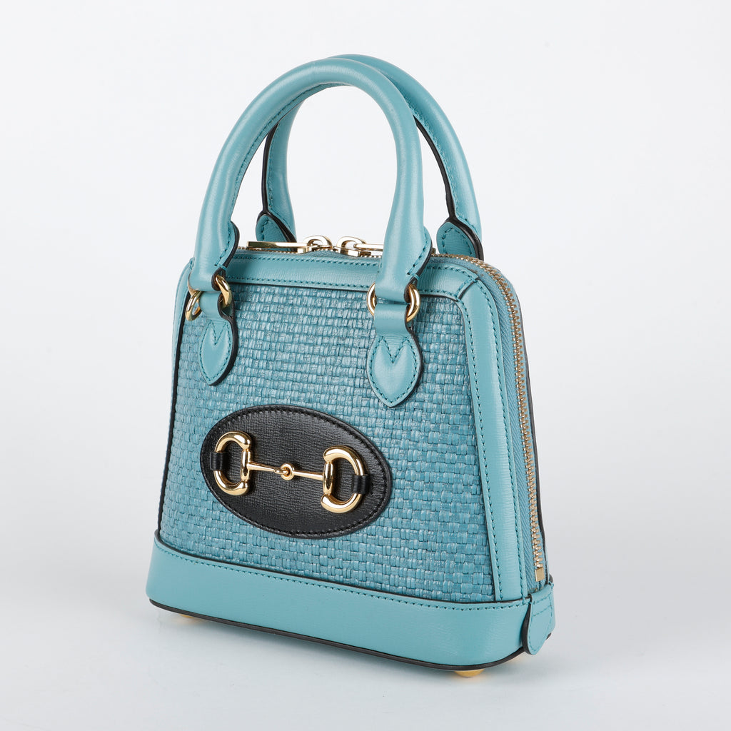 Mini 1955 Top Handle, Turquoise Raffia