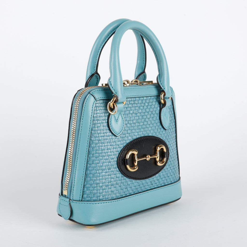 Mini 1955 Top Handle, Turquoise Raffia