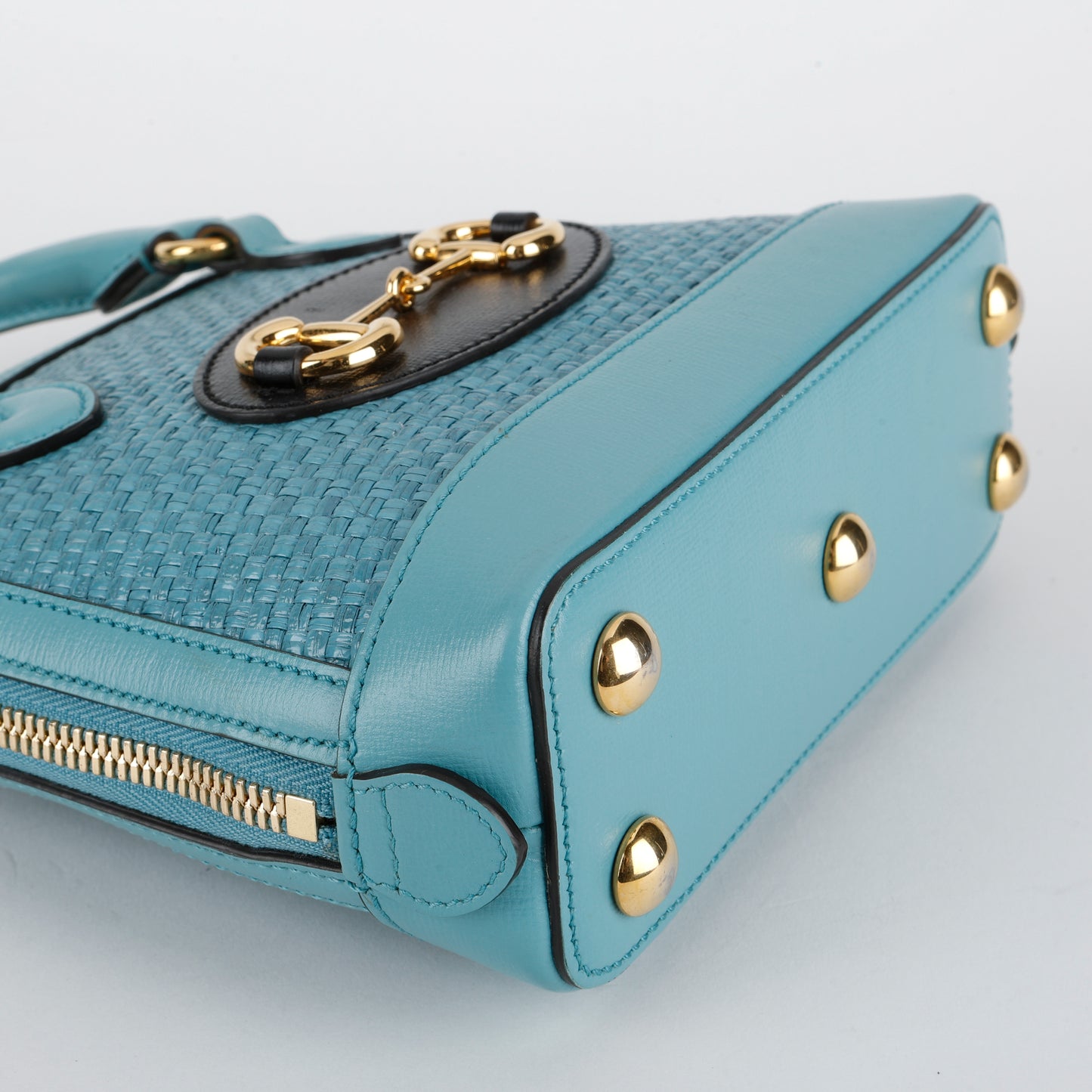 Mini 1955 Top Handle, Turquoise Raffia