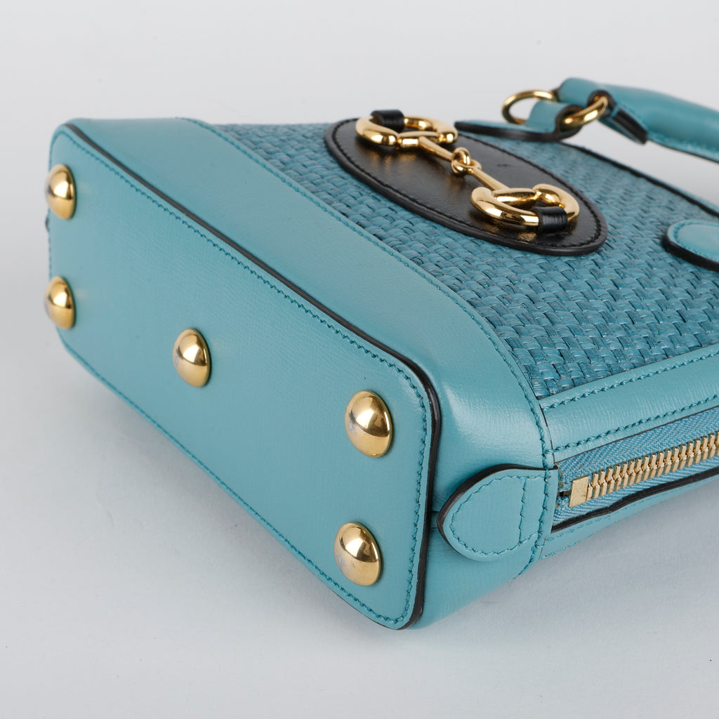 Mini 1955 Top Handle, Turquoise Raffia