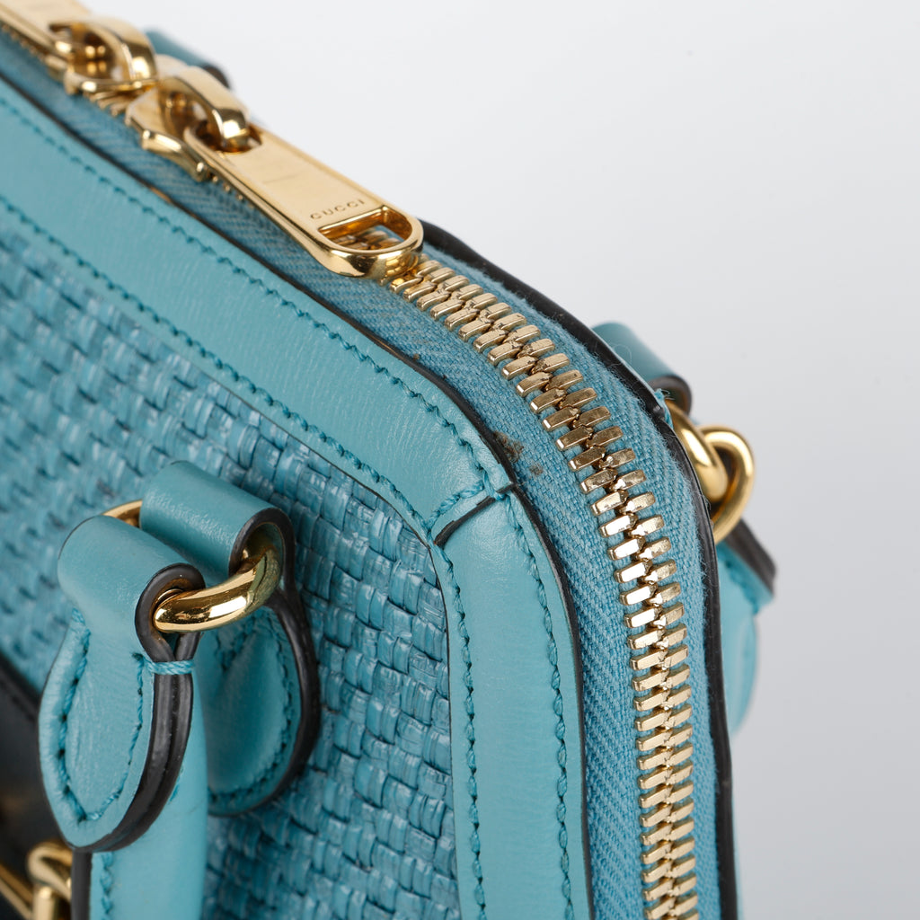 Mini 1955 Top Handle, Turquoise Raffia