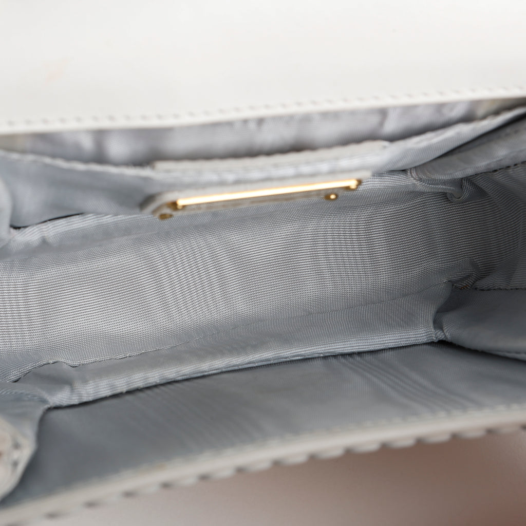 Mini Perforated Ginny Bow Crossbody, Cream