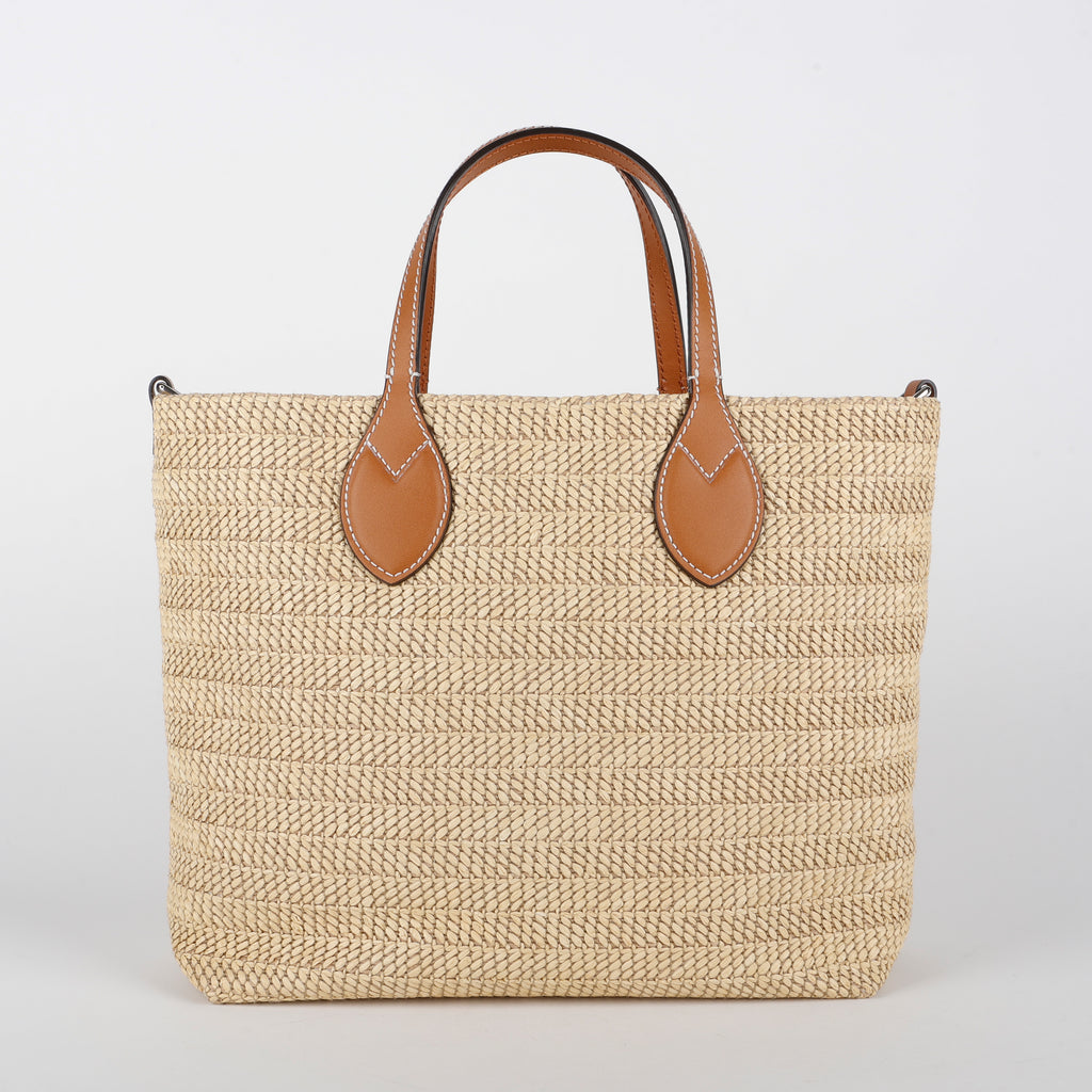 Raffia Woven Tote, Brown/Multicolor