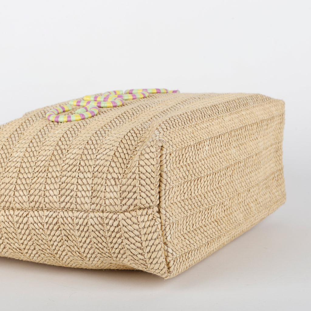 Raffia Woven Tote, Brown/Multicolor