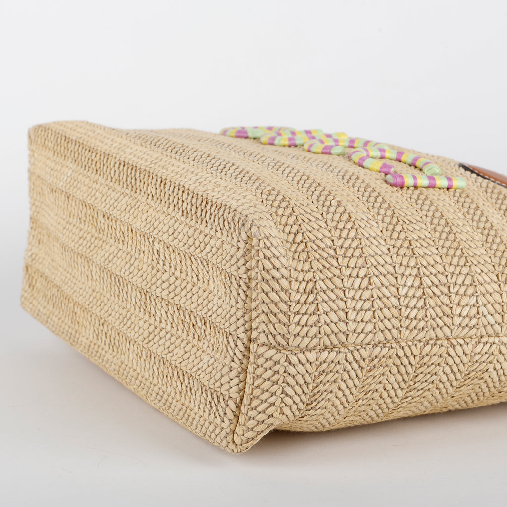 Raffia Woven Tote, Brown/Multicolor