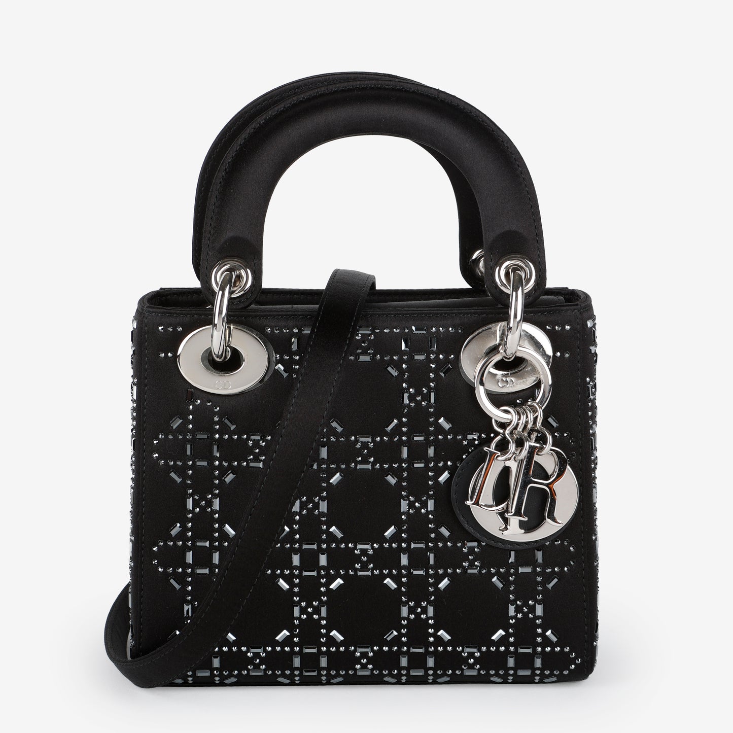 Mini Lady Dior, Black Satin Crystals