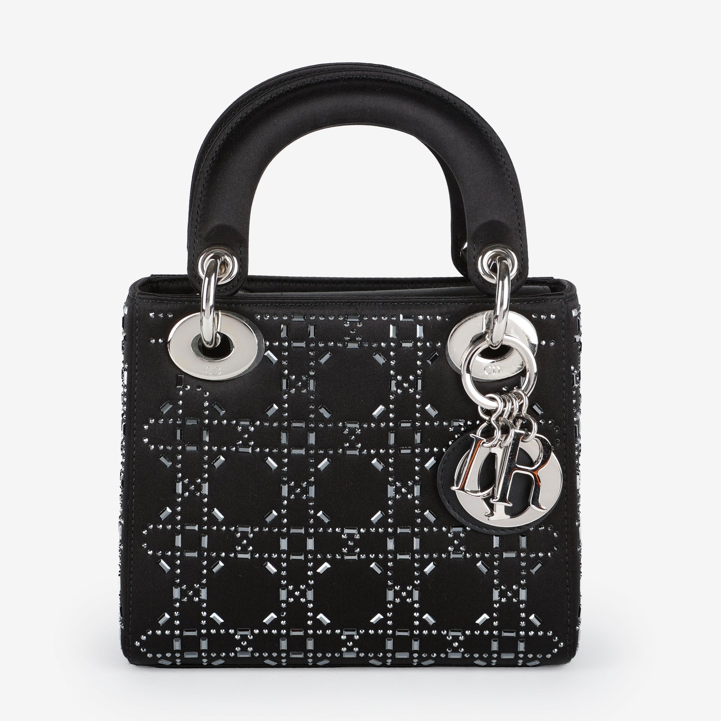 Mini Lady Dior, Black Satin Crystals