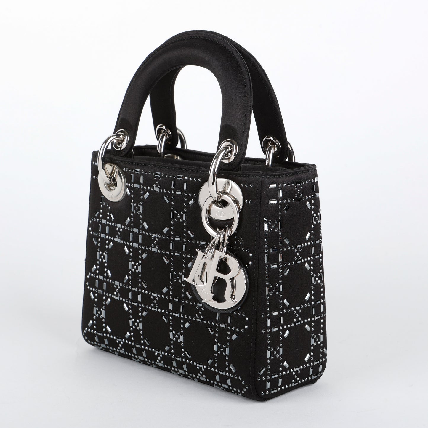 Mini Lady Dior, Black Satin Crystals