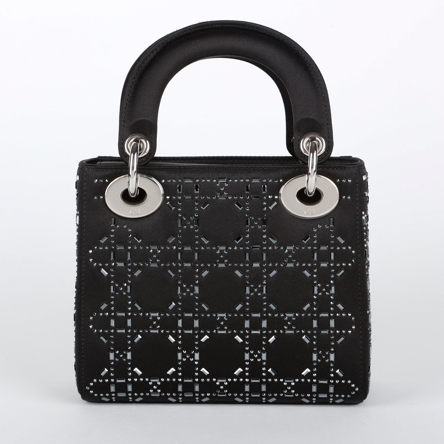 Mini Lady Dior, Black Satin Crystals