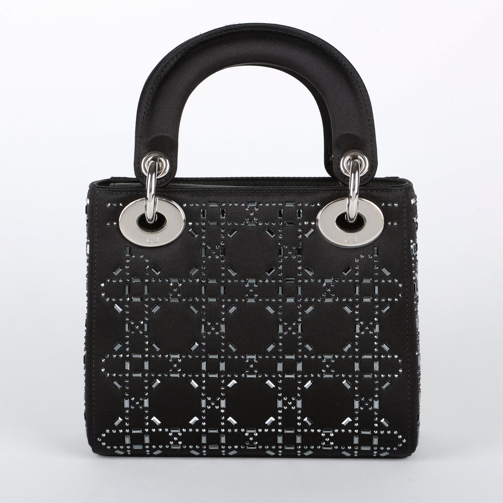 Mini Lady Dior, Black Satin Crystals