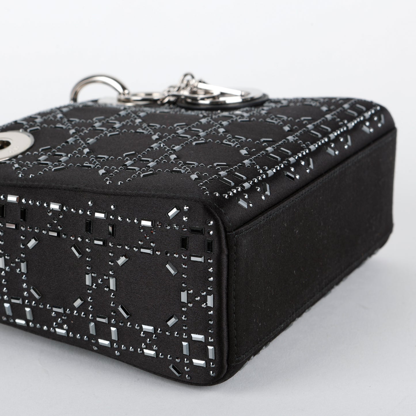 Mini Lady Dior, Black Satin Crystals