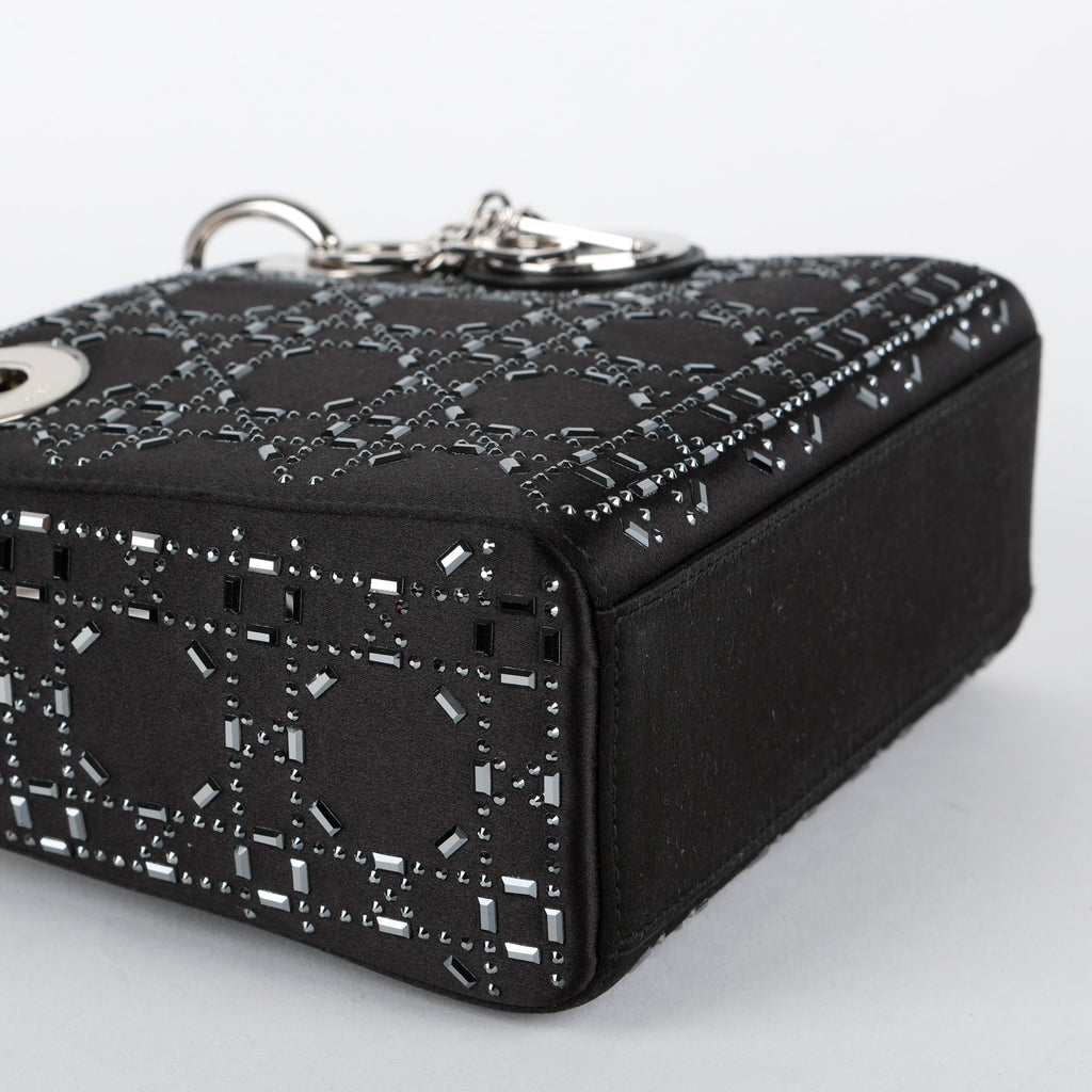 Mini Lady Dior, Black Satin Crystals