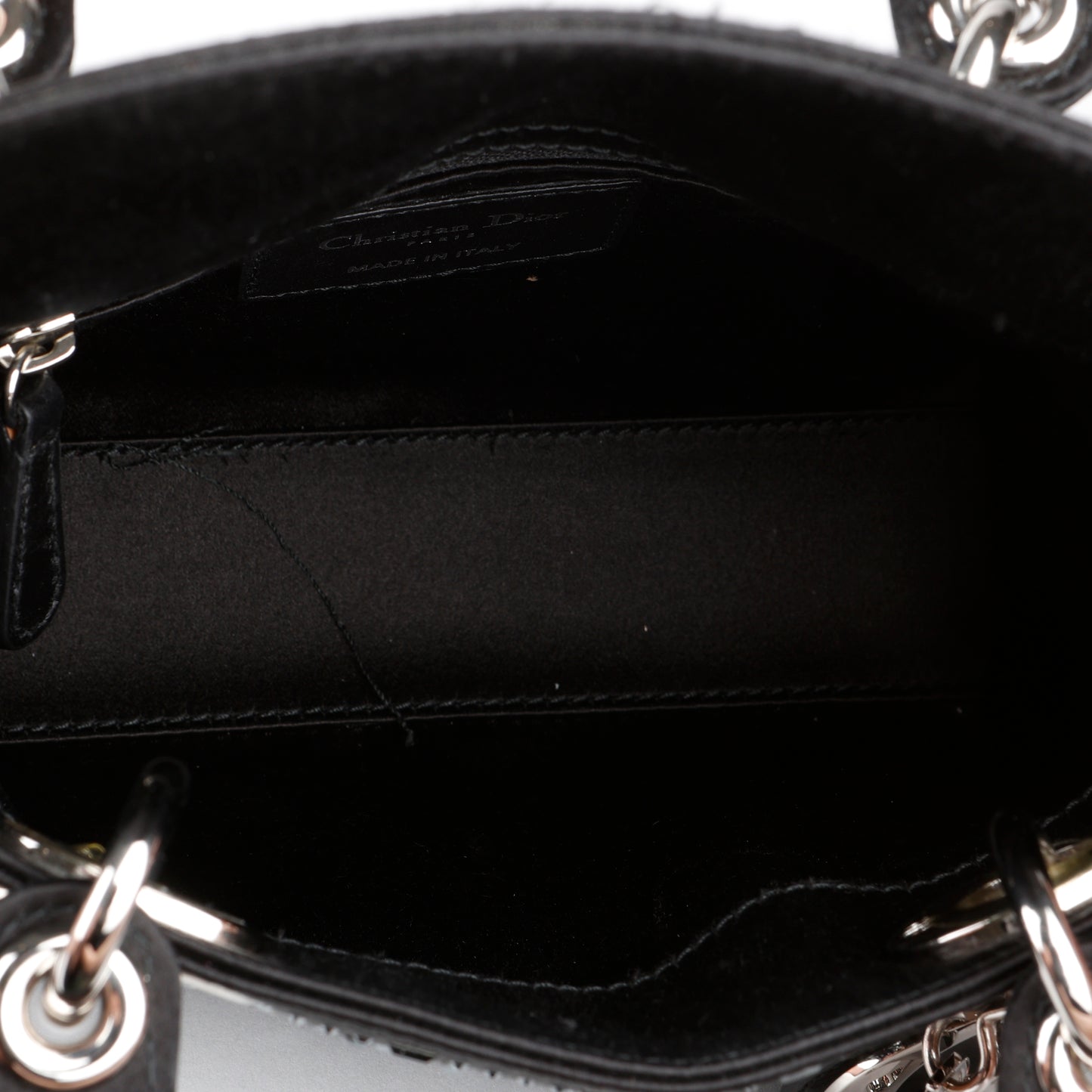 Mini Lady Dior, Black Satin Crystals