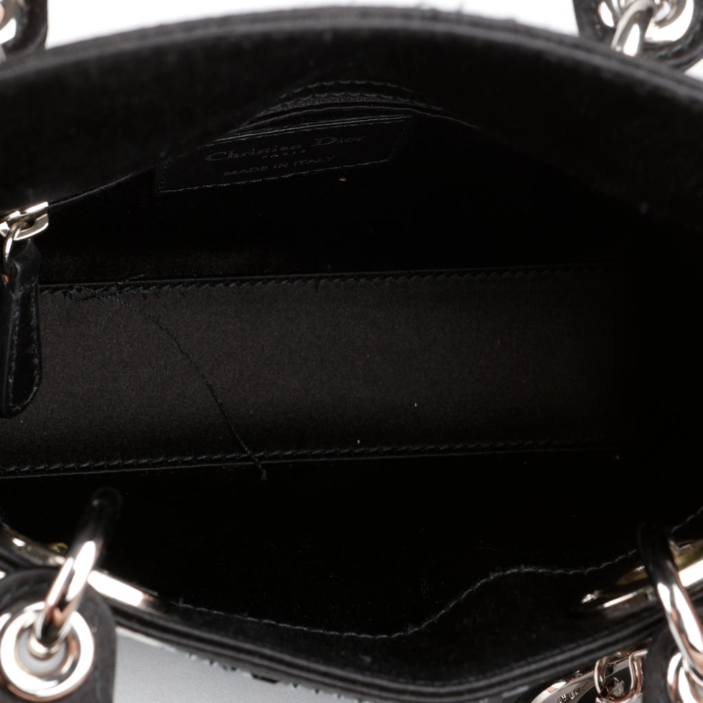 Mini Lady Dior, Black Satin Crystals