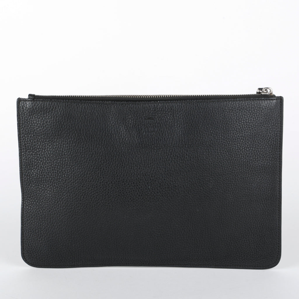 Elite Monster Eyes Pouch, Black/Silver Grained Calfskin