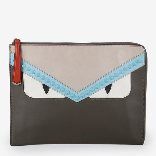 Elite Monster Eyes Studded Pouch, Grey/Blue/Red