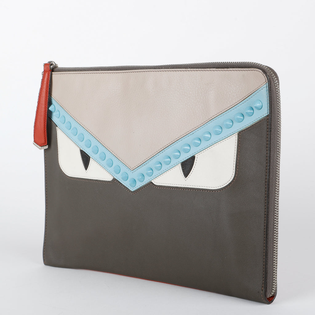 Elite Monster Eyes Studded Pouch, Grey/Blue/Red