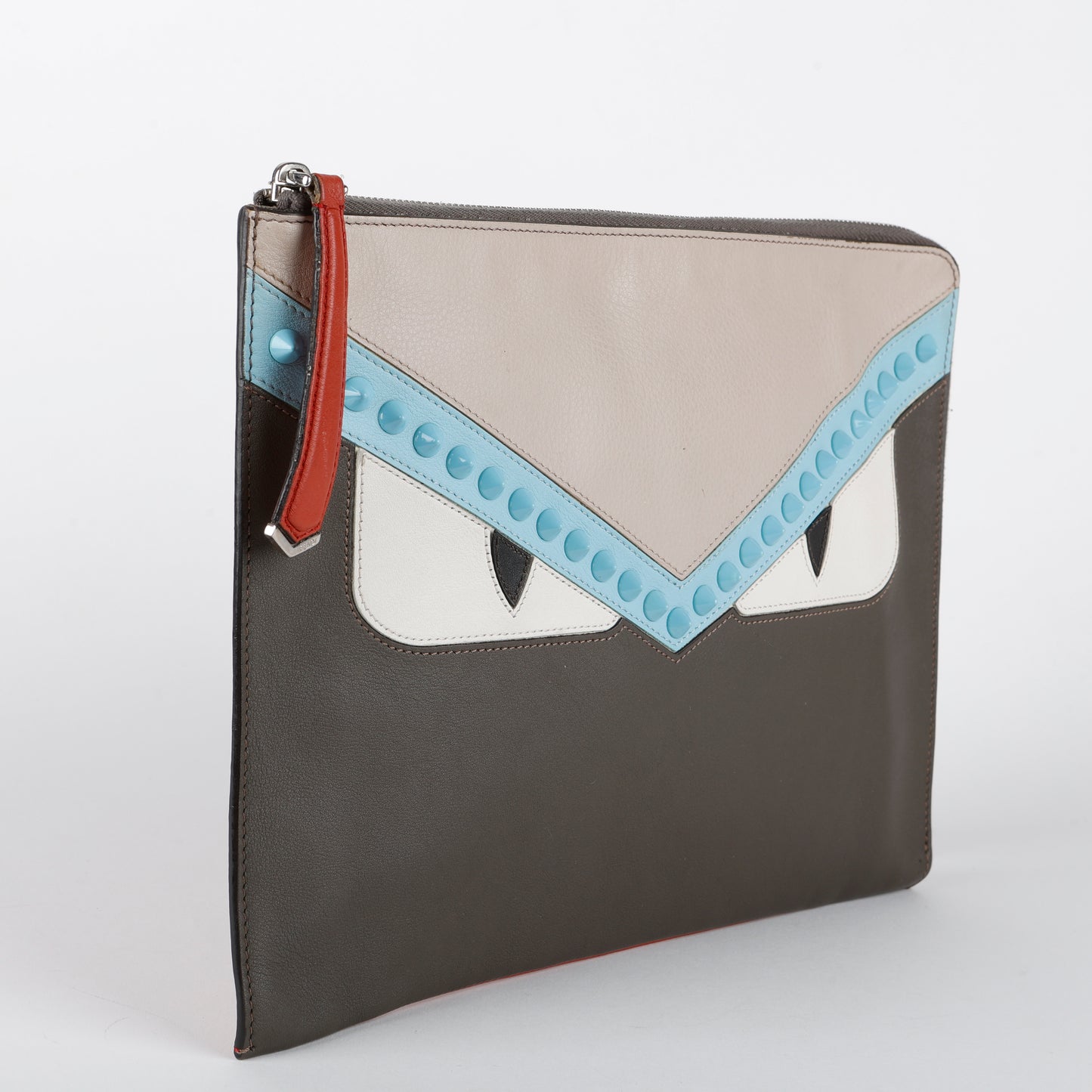 Elite Monster Eyes Studded Pouch, Grey/Blue/Red