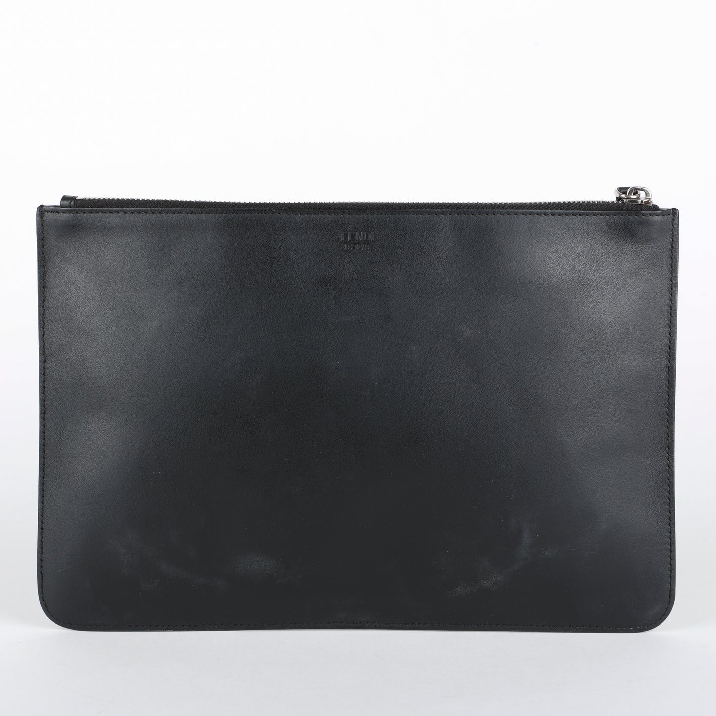 Elite Monster Eyes Pouch, Black/Silver Smooth Calfskin