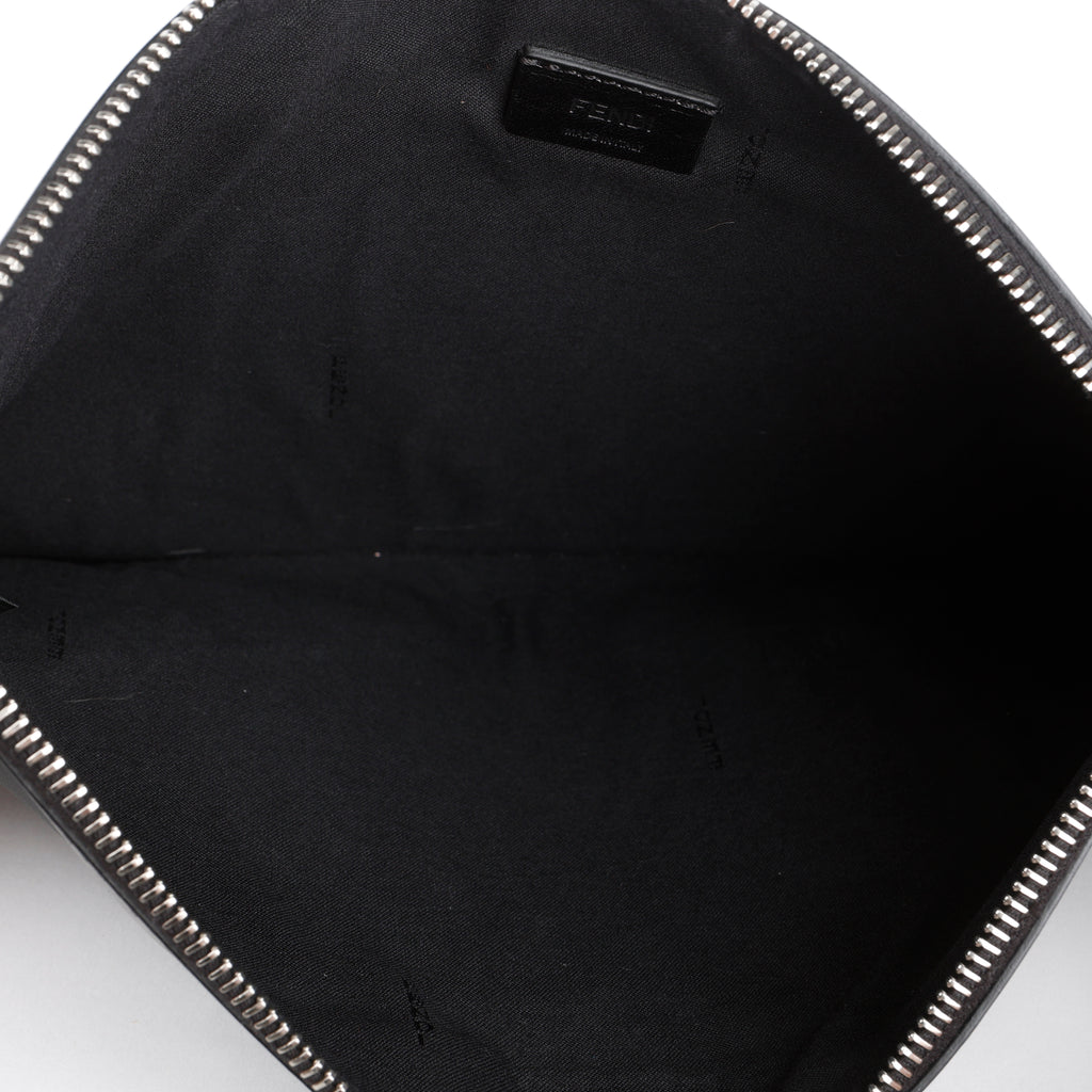 Elite Monster Eyes Pouch, Black/Silver Smooth Calfskin