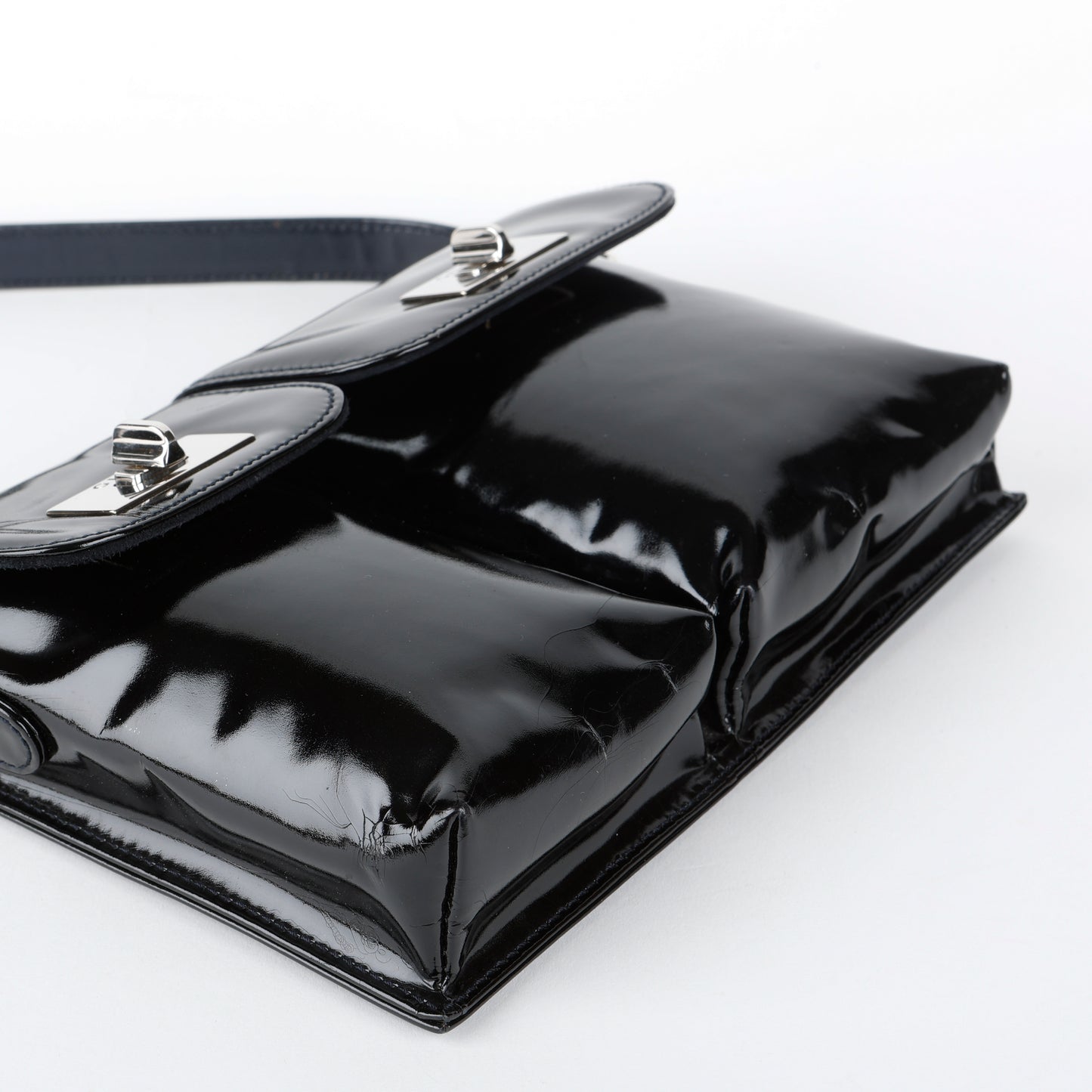 Tom Ford "BY FAR Billy" Shoulder Bag, Black Patent Calfskin