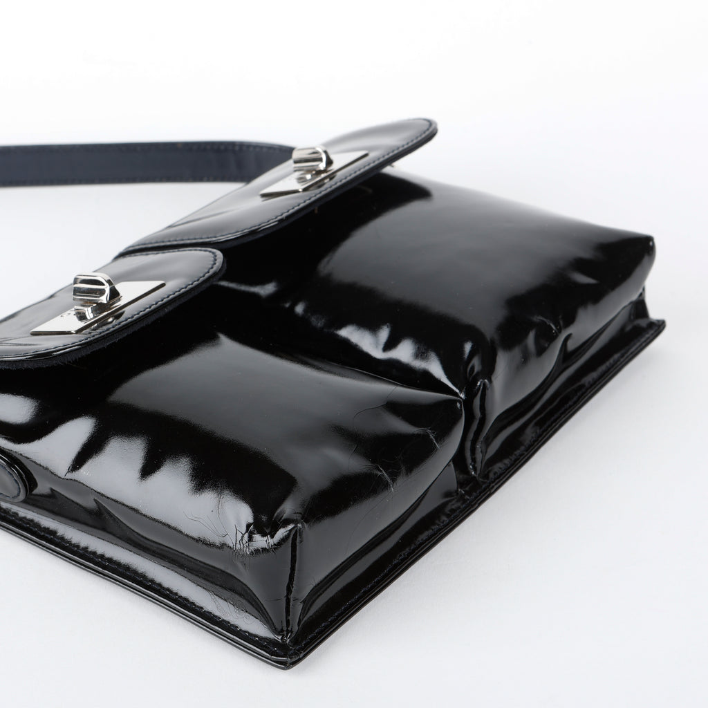Tom Ford "BY FAR Billy" Shoulder Bag, Black Patent Calfskin