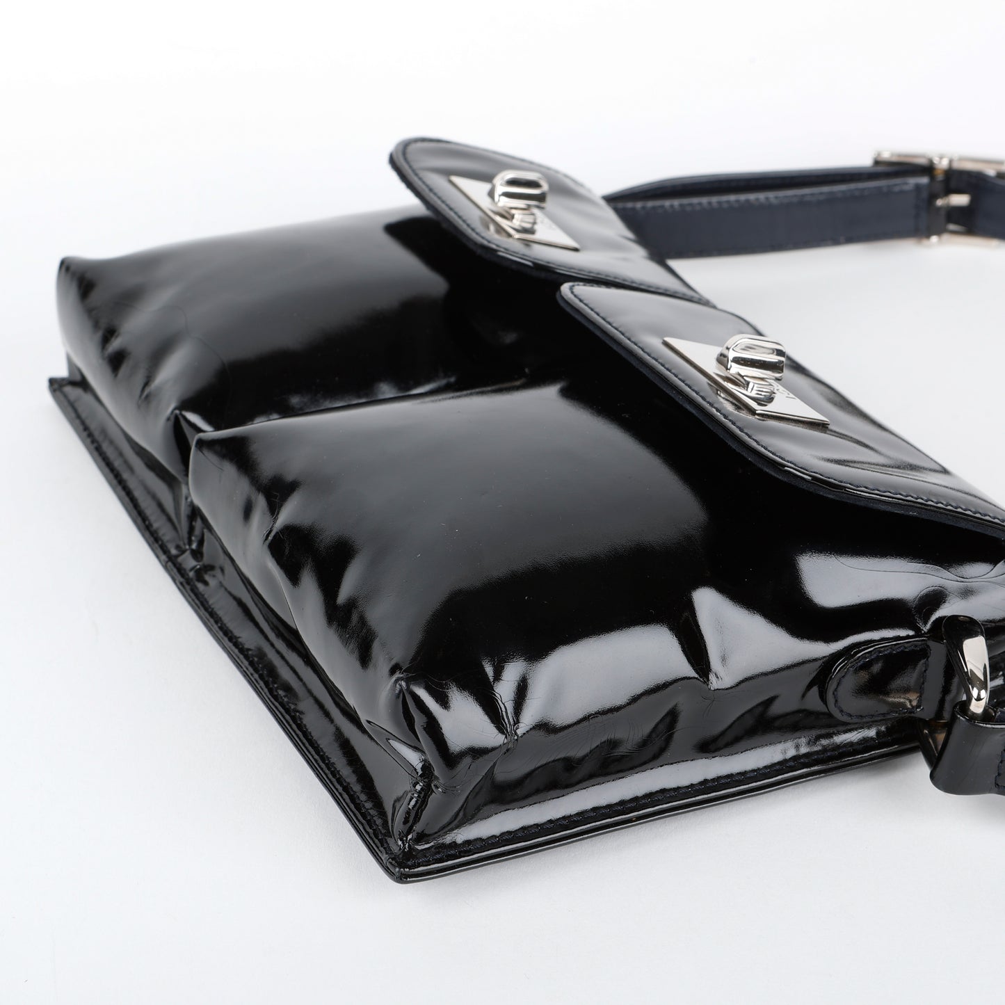 Tom Ford "BY FAR Billy" Shoulder Bag, Black Patent Calfskin