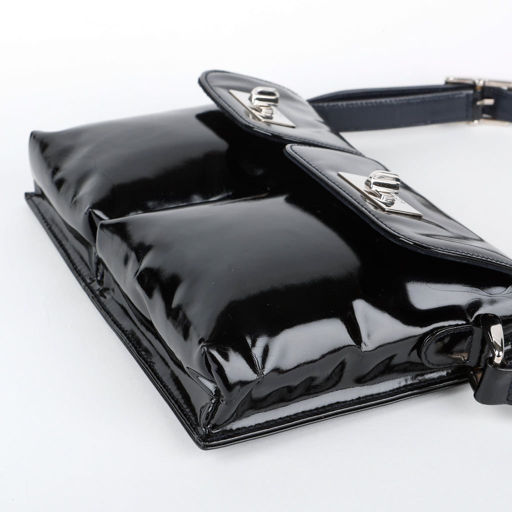 Tom Ford "BY FAR Billy" Shoulder Bag, Black Patent Calfskin