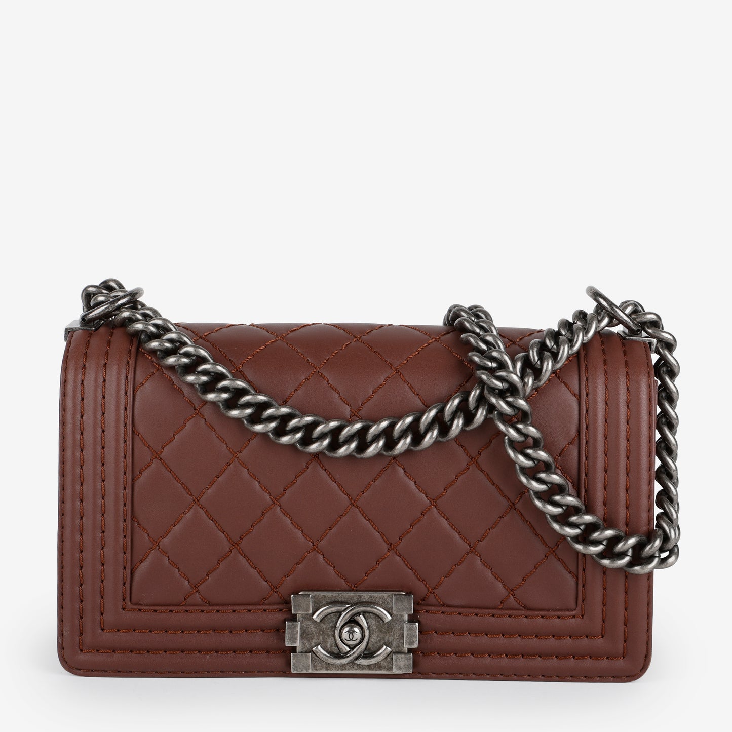Medium Stitch Boy Bag, Rose Brown