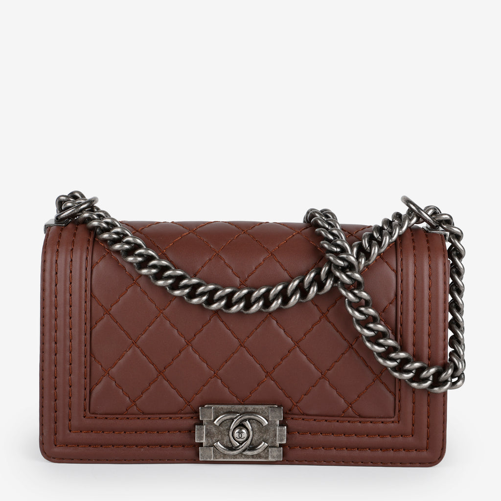 Medium Stitch Boy Bag, Rose Brown